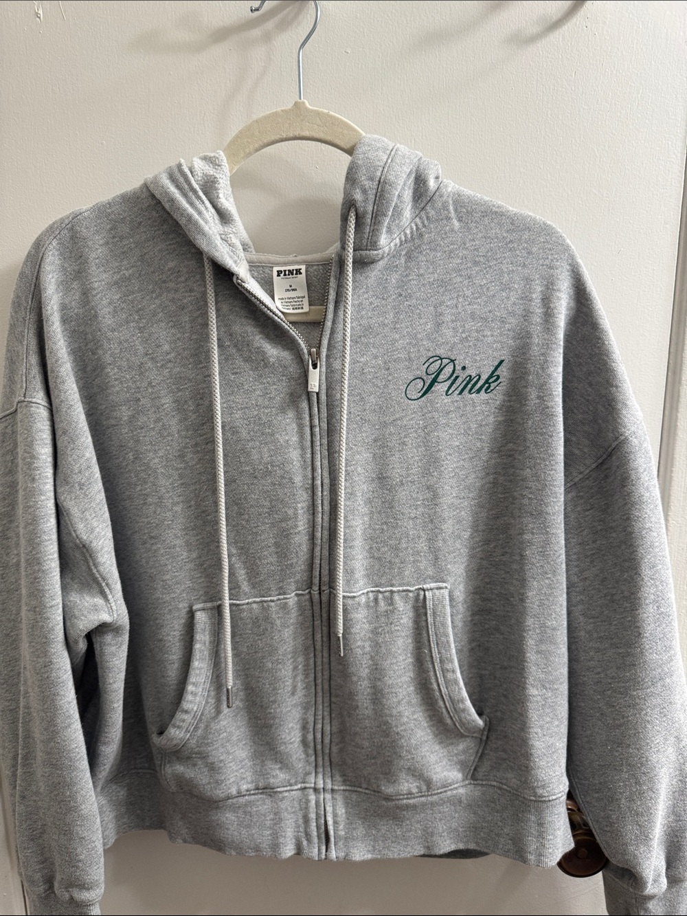PINK Victoria's Secret Gray Fleece Zip Hoodie
